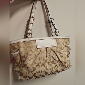 Coach Beige and Cream Signature Vintage Tote